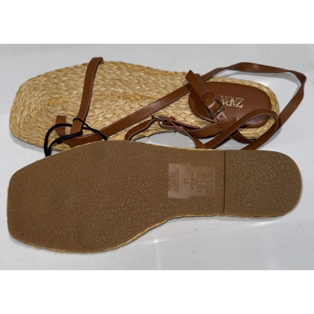 Zara jute espadrille leather sandals 37 - Picture 4 of 4